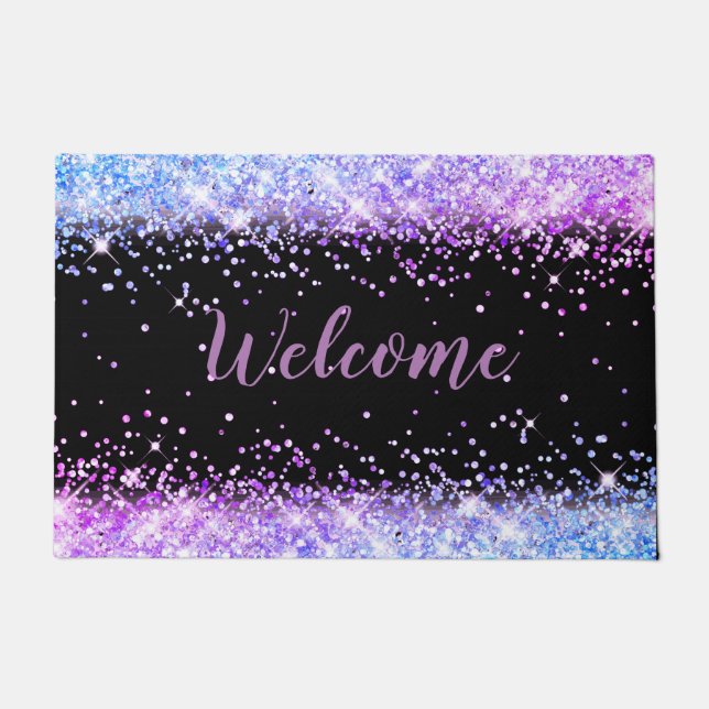 faux glitter welcome script doormat (Front)