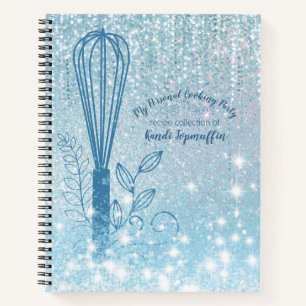 Faux glitter whisk personalised recipe cookbook notebook