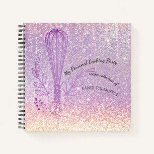 Faux glitter whisk personalised recipe cookbook notebook