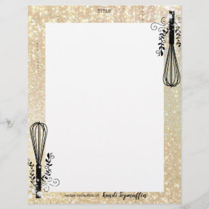 Faux glitter whisk personalised recipe letterhead