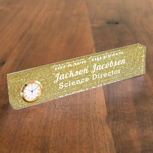 Faux Glittery Gold Science Nameplate