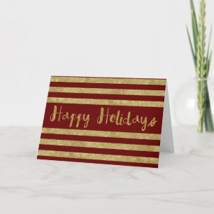 Faux Glittery Gold Stripes Christmas Holiday Card