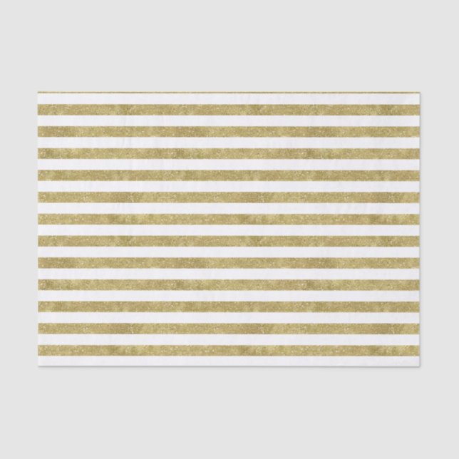 Faux Glittery Gold Stripes Tissue Paper (Front)