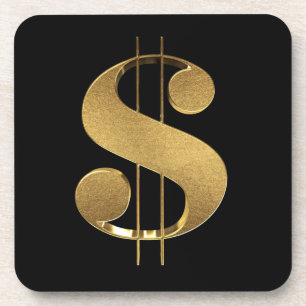Faux Gold 3D Dollar Sign Coaster