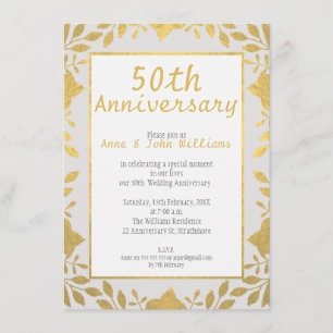 Faux Gold 50th Wedding Anniversary Invitation