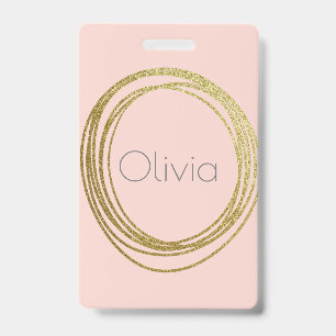 Faux Gold Abstract Circle Design with Name ID Badge