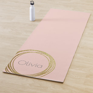 Faux Gold Abstract Circle Design with Name Yoga Mat