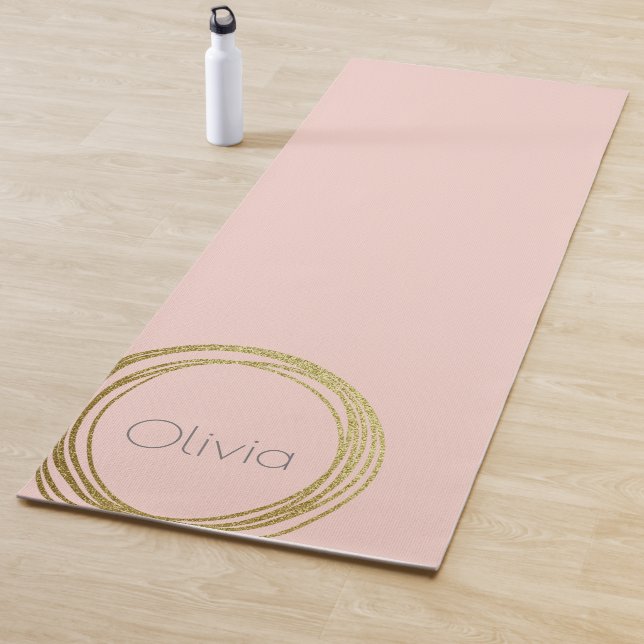 Faux Gold Abstract Circle Design with Name Yoga Mat (In Situ)