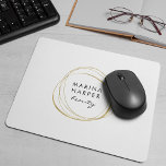 Faux Gold Abstract Logo Mouse Mat<br><div class="desc">Chic personalised mousepad displays your business name or choice of custom text in black,  inside a faux gold foil abstract circle element on a white background.</div>