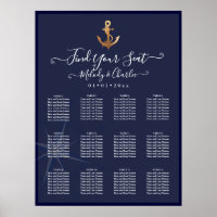 FAUX GOLD ANCHOR NAVY NAUTICAL SEATING CHART