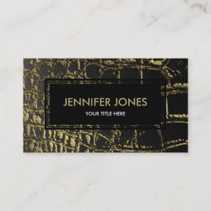 Faux Gold and black Crocodile /Snake Skin Business Card