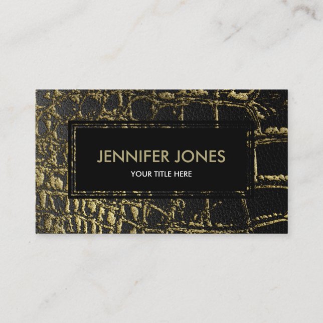 Faux Gold and black Crocodile /Snake Skin Business Card (Front)