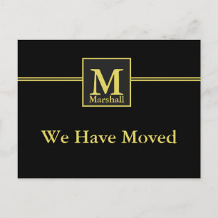 Faux Gold and Black Custom Moving Announcement Postcard