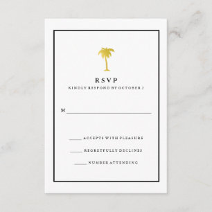 Faux Gold and Black Palm Tree Glam Wedding RSVP