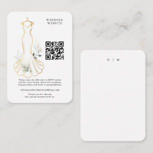 Faux Gold and Greenery Wedding Dress Enclosure Card
