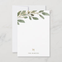 Faux Gold and Olive Leaves | Wedding Monogram