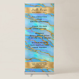 Faux Gold and Opal Stone Retractable Banner