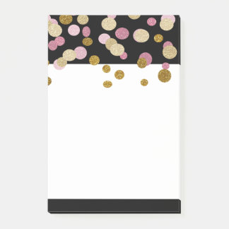 FAUX Gold And Pink Glitter Dots (printed flat) Post-it Notes