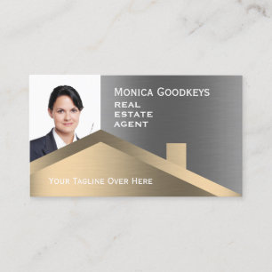 Faux gold and silver metallic realty business card