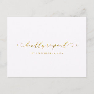 Faux Gold and White Rsvp Calligraphy Meal Choice Invitation Postcard
