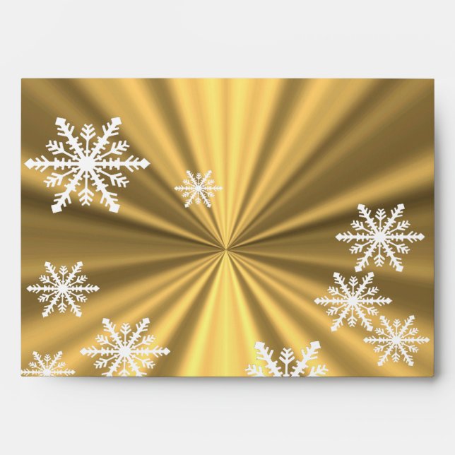 Faux gold and  white snowflakes Christmas design Envelope (Front)