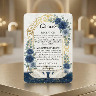 Faux Gold Arch & Marble Navy Blue Floral Enclosure Card