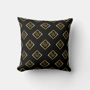 Faux Gold Axis Monogram – Black & Gold Cushion