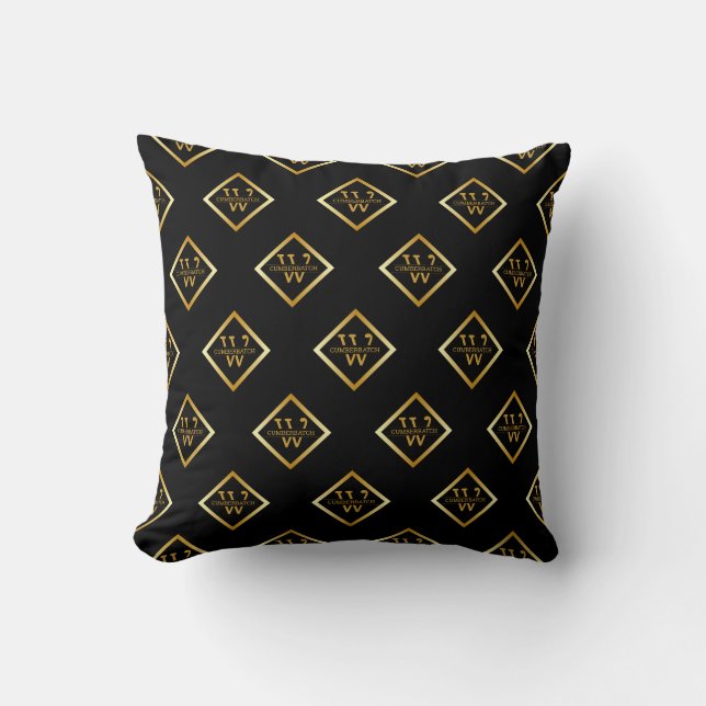 Faux Gold Axis Monogram – Black & Gold Cushion (Front)