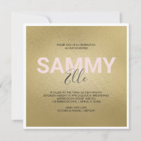 Faux Gold Bat Mitzvah Invitation