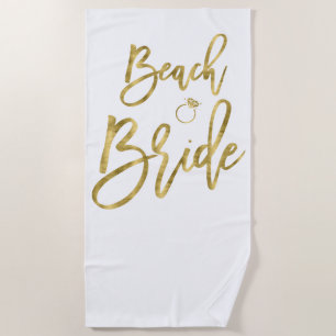Faux Gold Beach Bride With Ring Beach Towel
