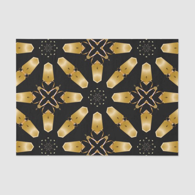 Faux Gold & Black Luxury Mosaic Geometric Pattern Tissue Paper (Front)