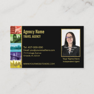 faux gold black own photo  travel agent business card