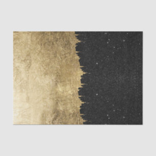Faux Gold & Black Starry Night Brushstrokes Tissue Paper