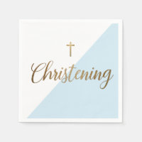 Faux gold blue Baby Boy Christening