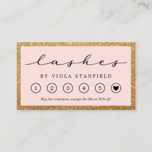 Faux Gold & Blush Pink Lashes Loyalty Card
