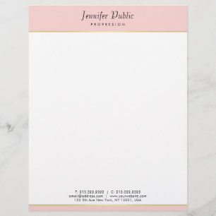 Faux Gold Blush Pink Modern Calligraphy Script Custom Letterhead