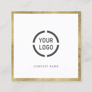 Faux gold border custom company logo professional square business card