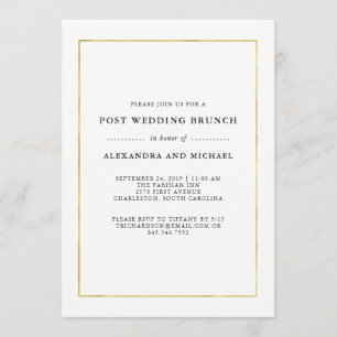 Faux Gold Border Post Wedding Brunch Invitation