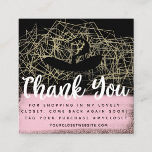 Faux Gold Boutique Hanger Closet Clothing Business Square Business Card