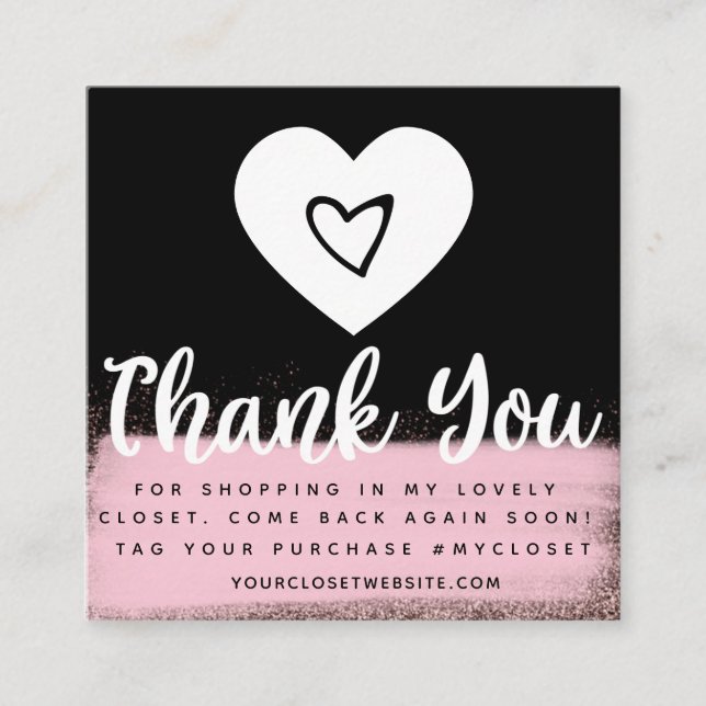 Faux Gold Boutique Heart Closet Clothing Business Square Business Card (Front)