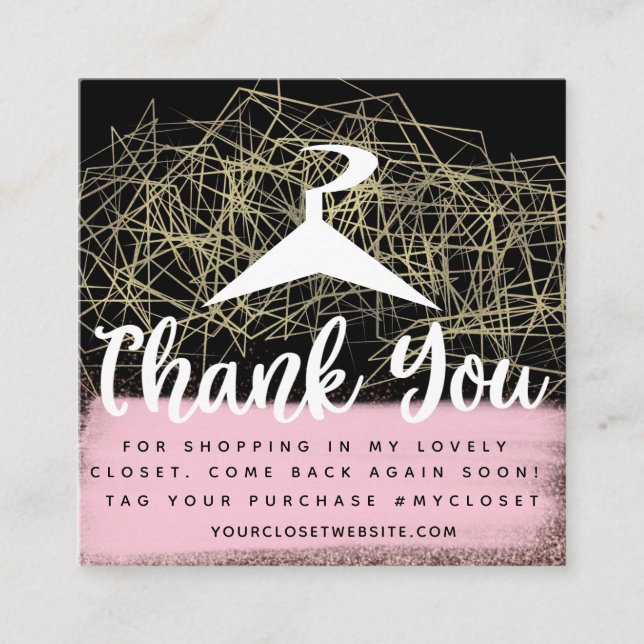 Faux Gold Boutique Online Closet Clothing Business Square Business Card (Front)