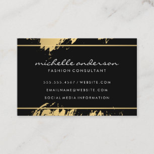 Faux Gold Brushed Black Grey Gold Border Business Card