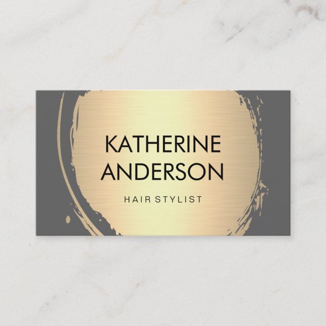 Faux Gold Brushed Grey Background Business Card (Front)