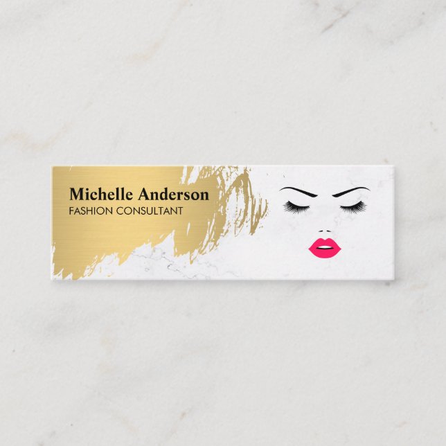 Faux Gold Brushed | Makeup Artist | Fashionista Mini Business Card (Front)