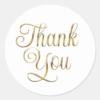 Faux Gold Brushed Metal Foil Thank You Classic Round Sticker