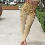 Faux Gold Brushed Metal Glitter Print Leggings<br><div class="desc">A trendy chic leggings design featuring pretty gold sparkling glitter on a gold brushed metallic background.</div>