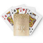 Faux Gold Brushed Metal Glitter Print Monogram Nam