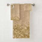 Faux Gold Brushed Metal Glitter Print Monogrammed