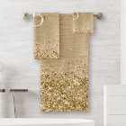 Faux Gold Brushed Metal Glitter Print Monogrammed