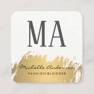 Faux Gold Brushed Monogram   Variation Square Business Card